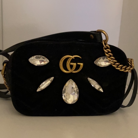 GUCCI - GG Marmont Shoulder Bag Crystal Embellish - Picture 1 of 3
